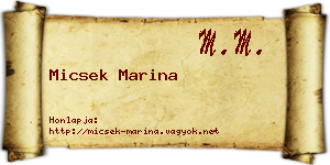 Micsek Marina névjegykártya